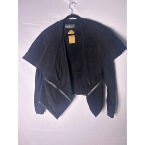 Blank NYC Modern Black Suede Drape Cardigan Jacket Women's Size Large